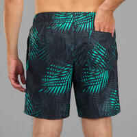 Men’s Swim Shorts 15" - 100 Palm black turquoise