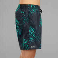 Men’s Swim Shorts 15" - 100 Palm black turquoise