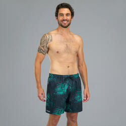 Short de bain 15" Homme - 100 palm noir turquoise