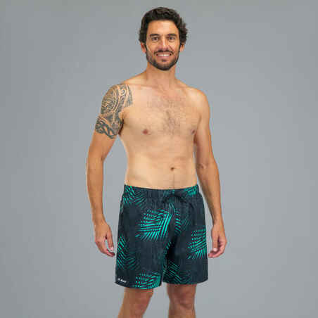 Men's Swim Shorts 15" - 100 Palm black turquoise