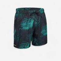 Short de bain 15" Homme - 100 palm noir turquoise