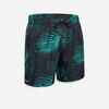 Men's Swim Shorts 15" - 100 Palm black turquoise