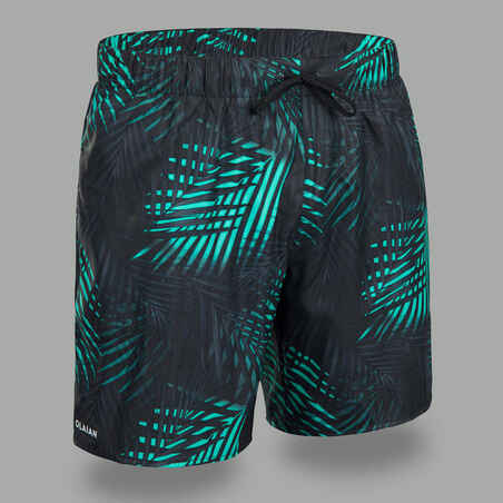 Men's Swim Shorts 15" - 100 Palm black turquoise