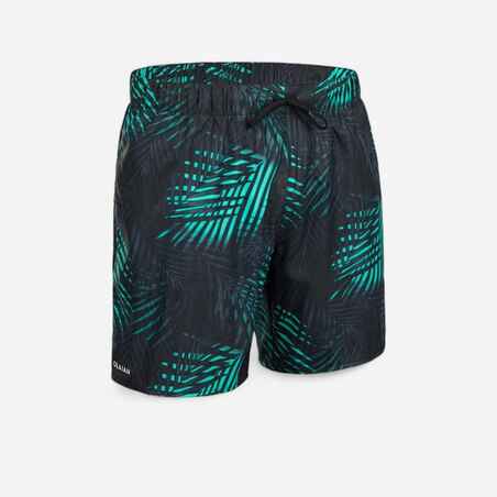 Men’s Swim Shorts 15" - 100 Palm black turquoise