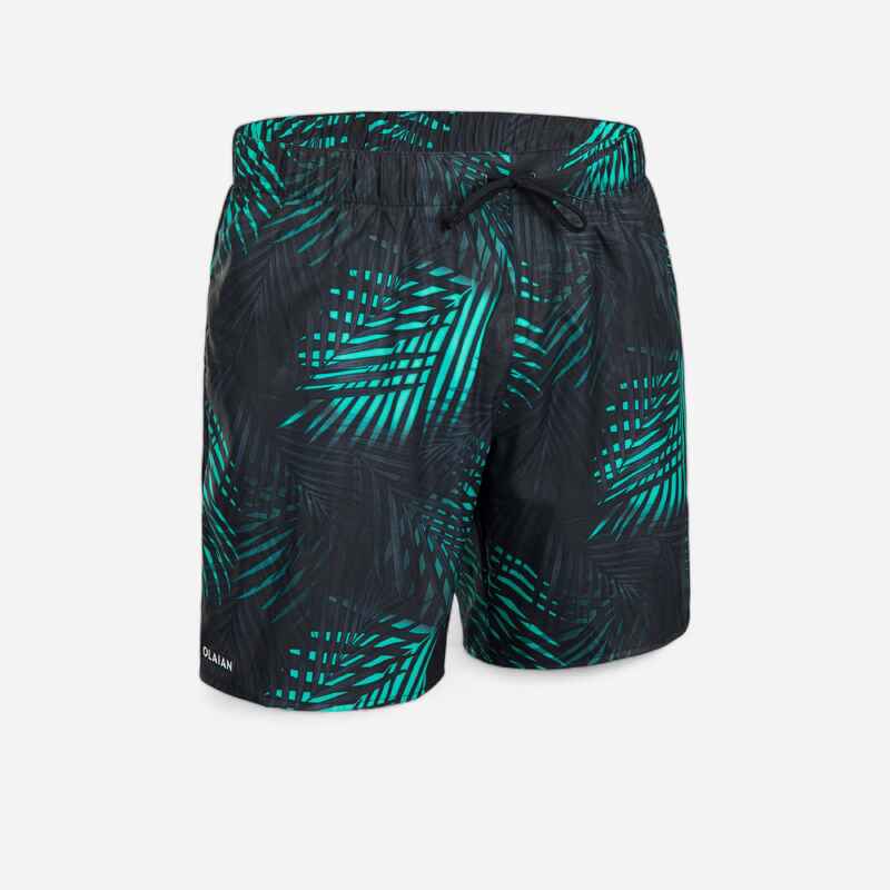 Men’s Swim Shorts 15" - 100 Palm black turquoise