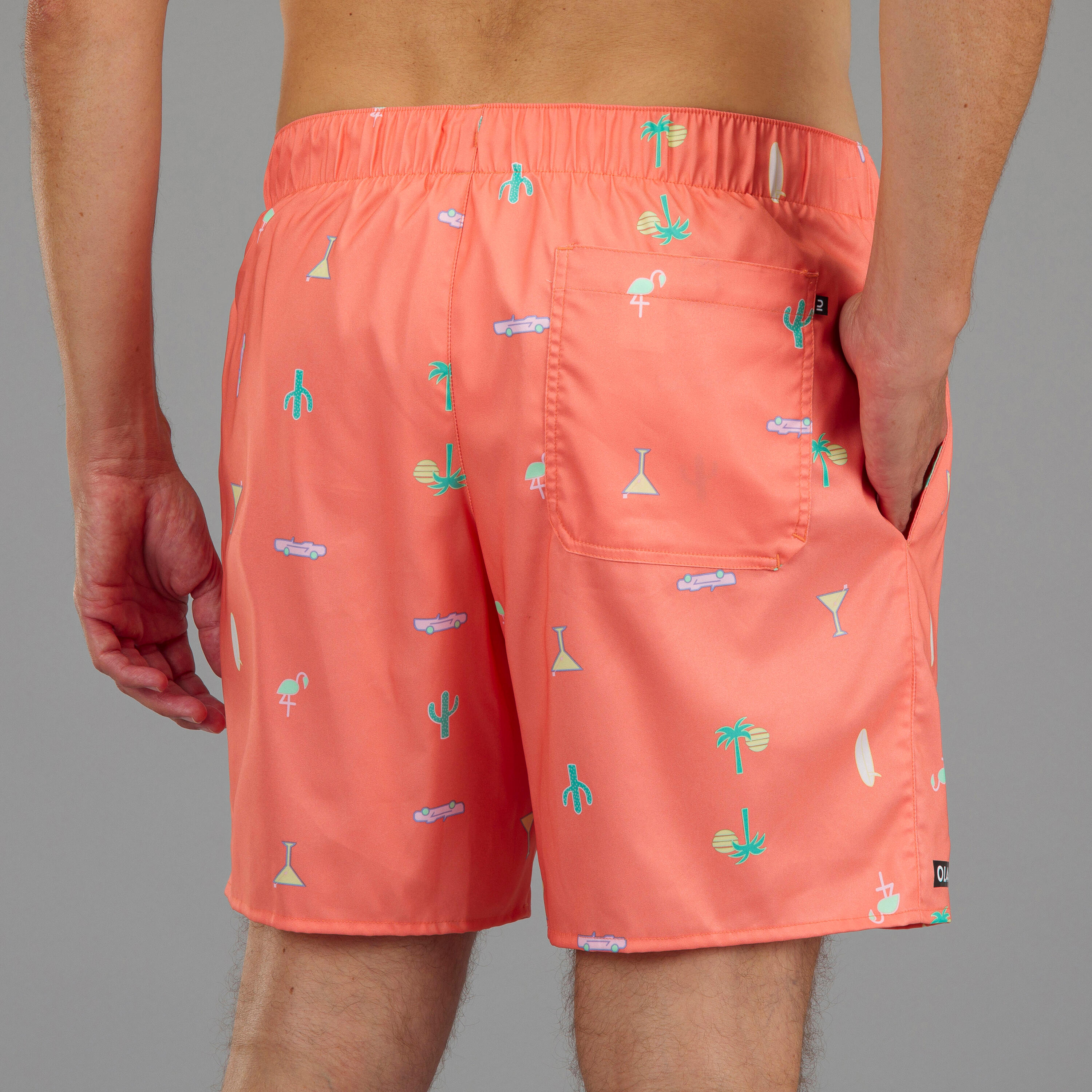 Surfing Standard Boardshorts 100 - COSMIC CORAL 5/7