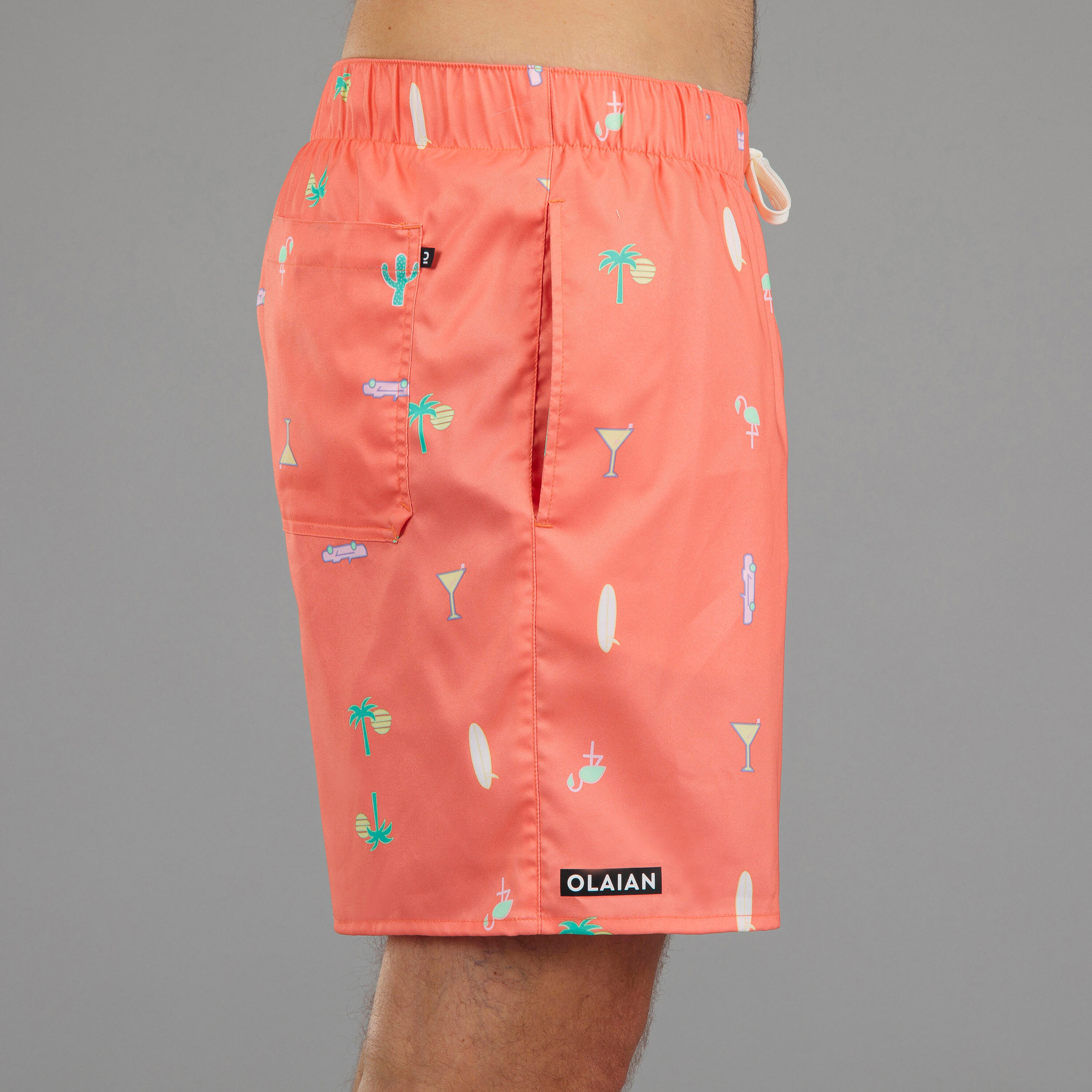 Surfing Standard Boardshorts 100 - COSMIC CORAL 3/7