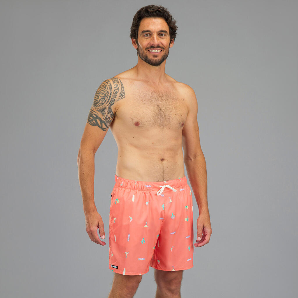 Kupaće kratke hlače za surfanje Boardshorts 100 Cosmic boje koralja