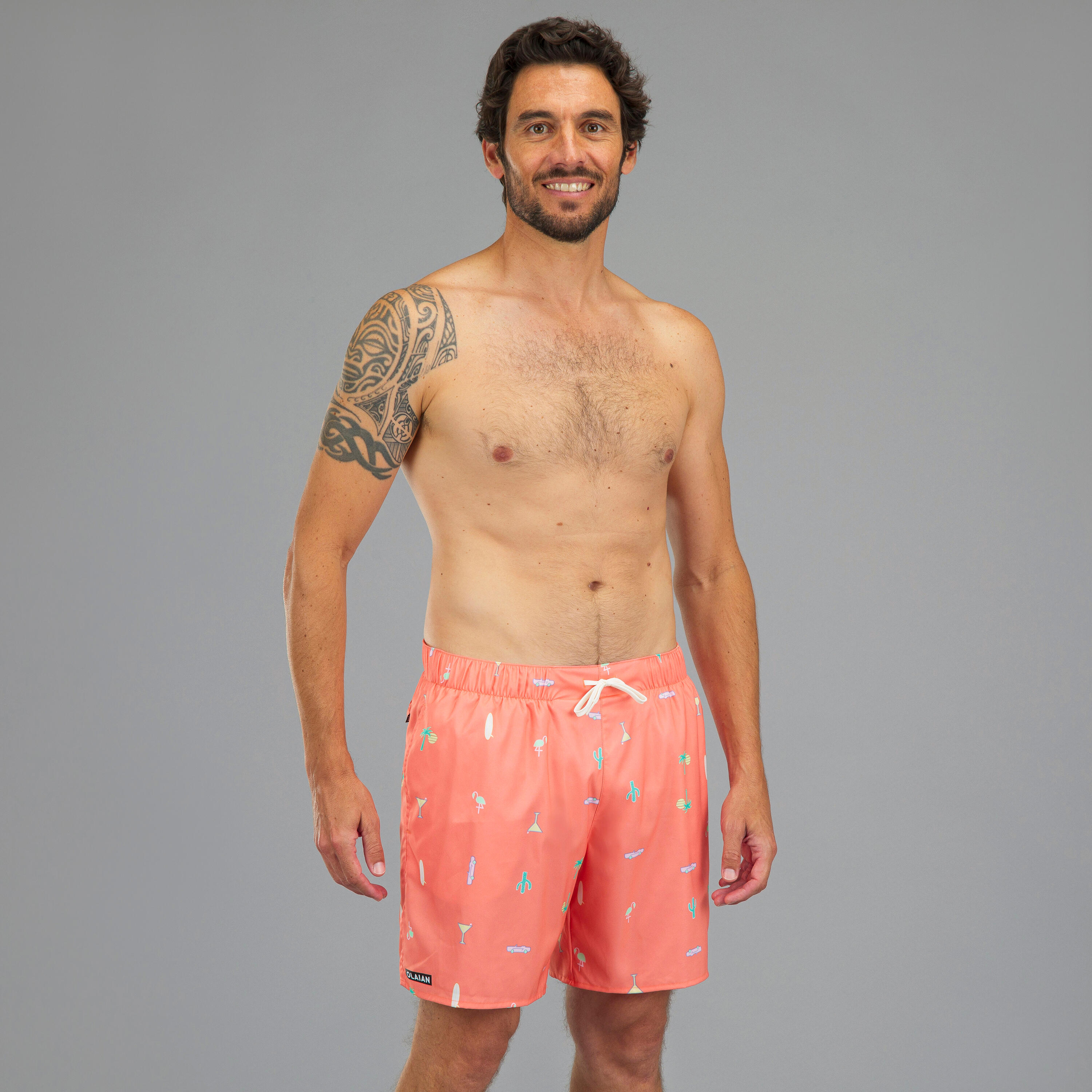 Surfing Standard Boardshorts 100 - COSMIC CORAL 2/7