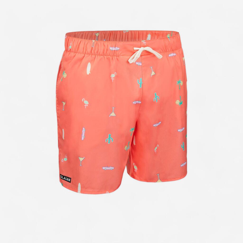 Surf boardshort standard 100 COSMIC CORAIL