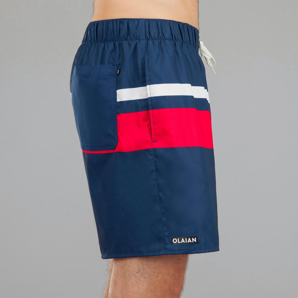 Men’s Swim Shorts Surf 100 15” Short - Strippy Blue