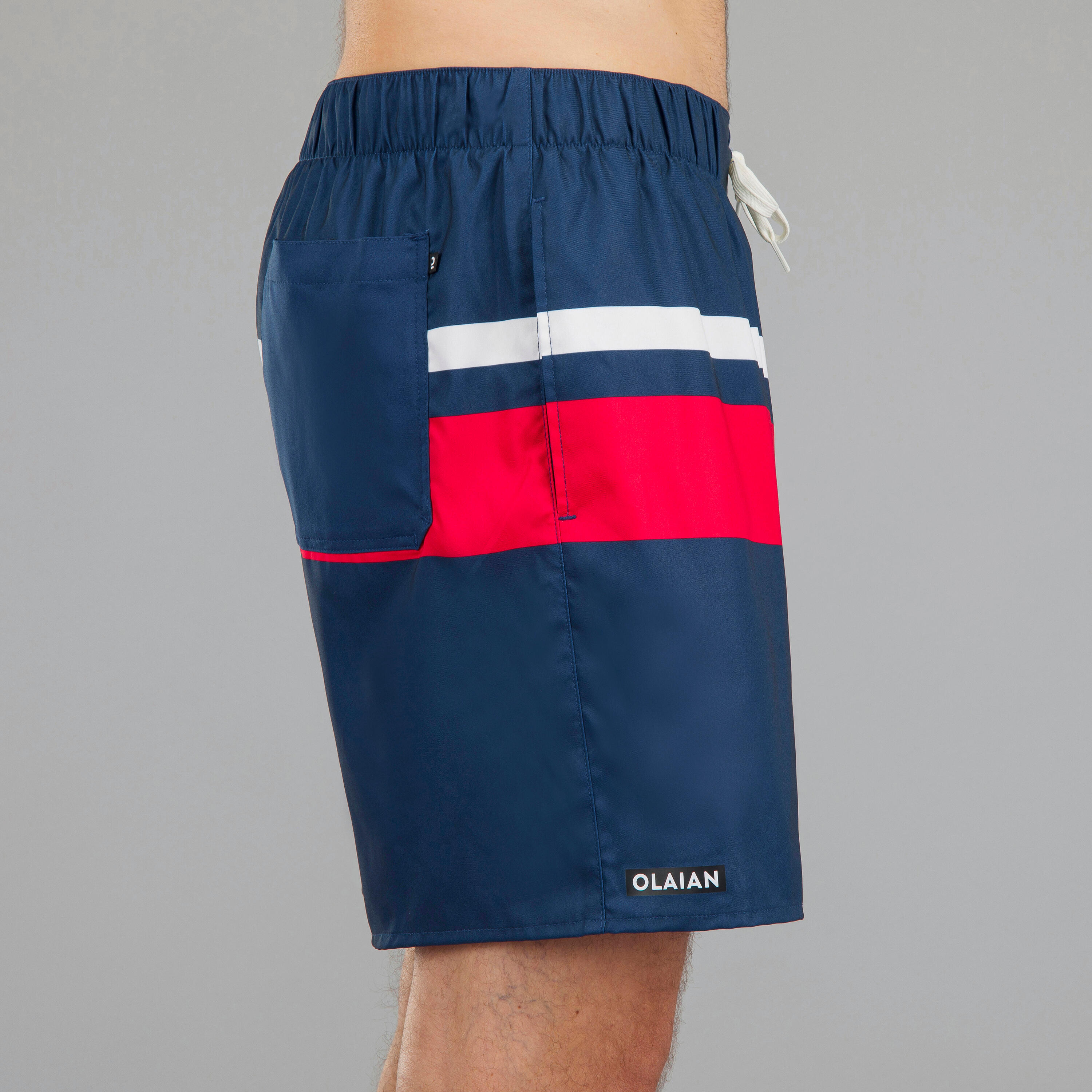 Boardshort surf 100 15" POPSTRIPE BLUE