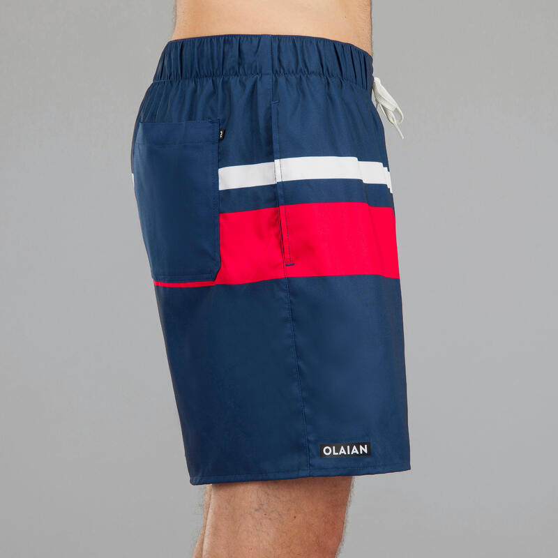 Boardshort voor surfen 100 15" Popstripe blauw