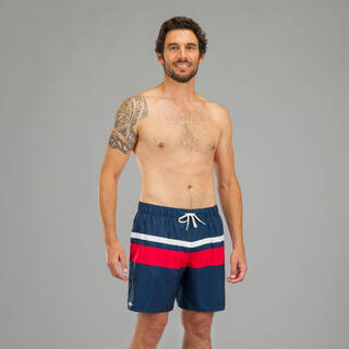 Men Surfing boardshorts 100 15" Eco POPSTRIPE BLUE