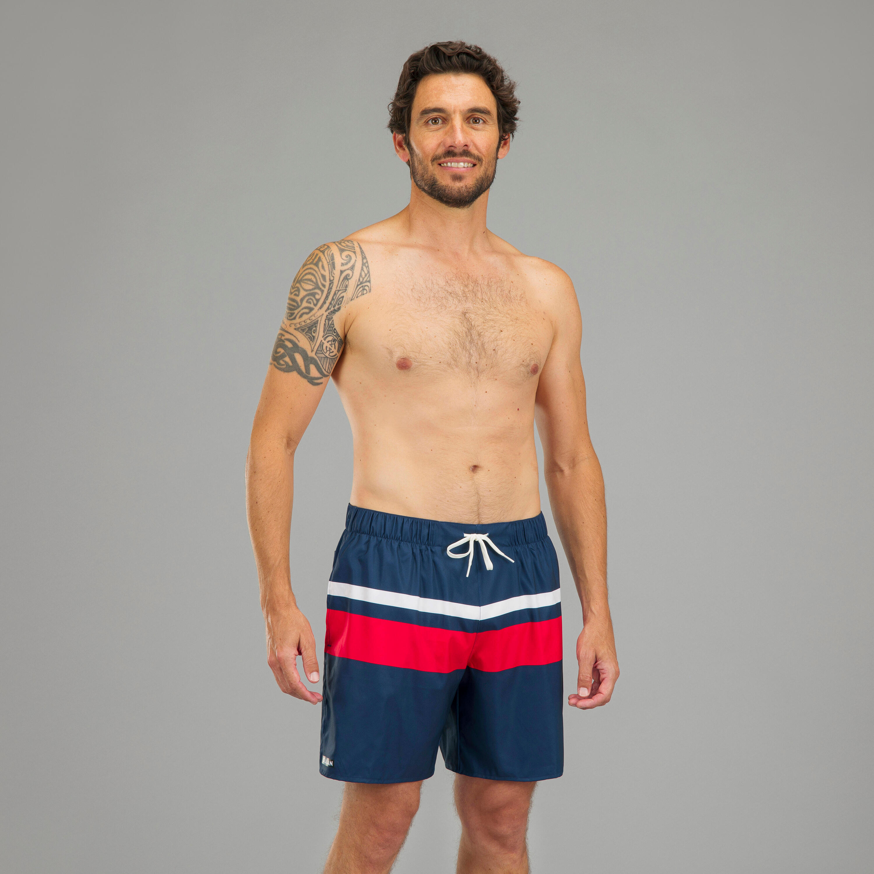 Men Surfing boardshorts 100 15_QUOTE_ Eco POPSTRIPE BLUE