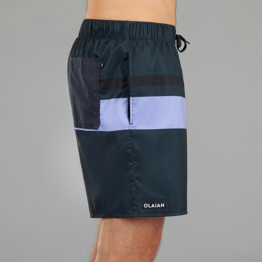 Boardshorts Surfen Standard 100 Palmito schwarz