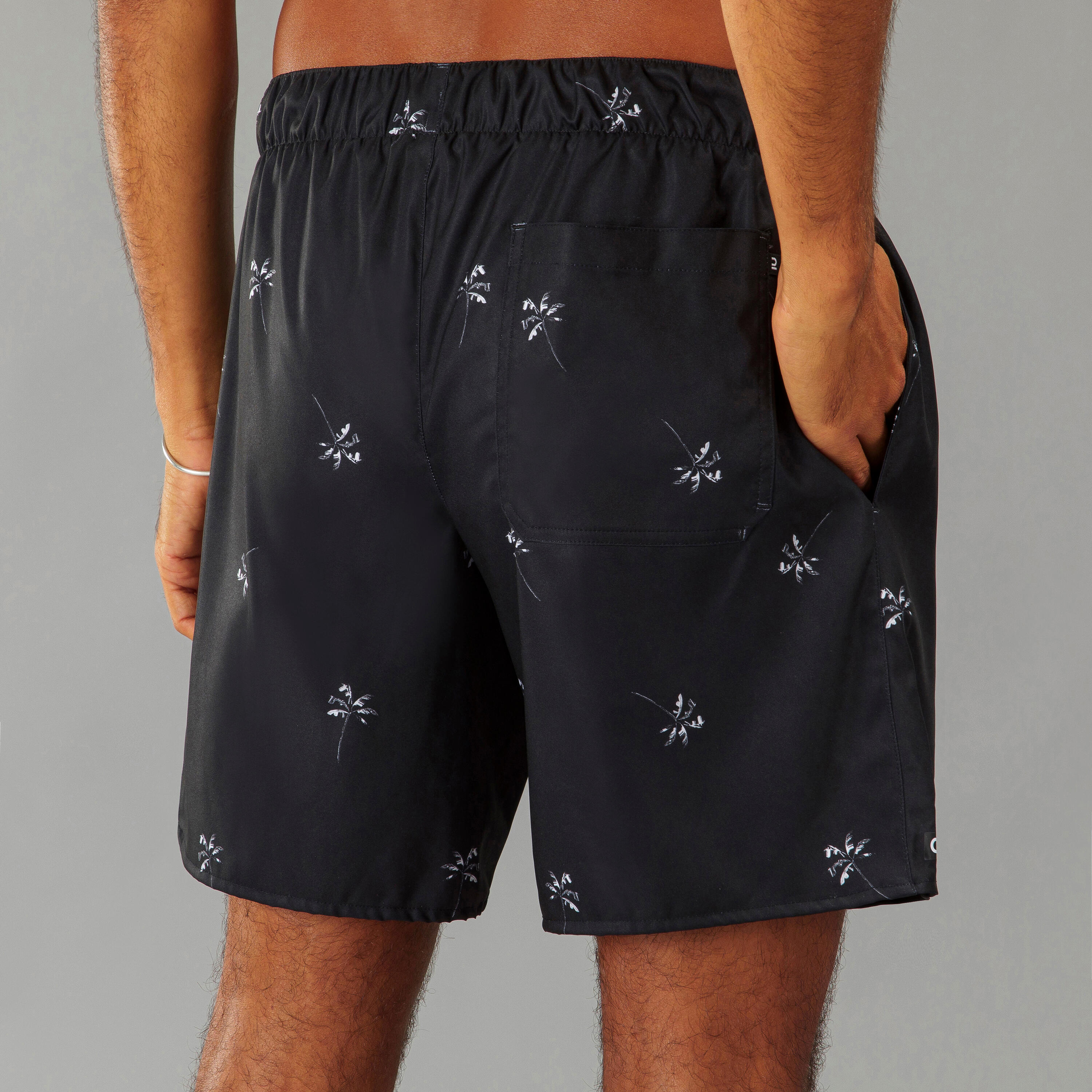 Boardshort surf 100 15" PALMITO BLACK