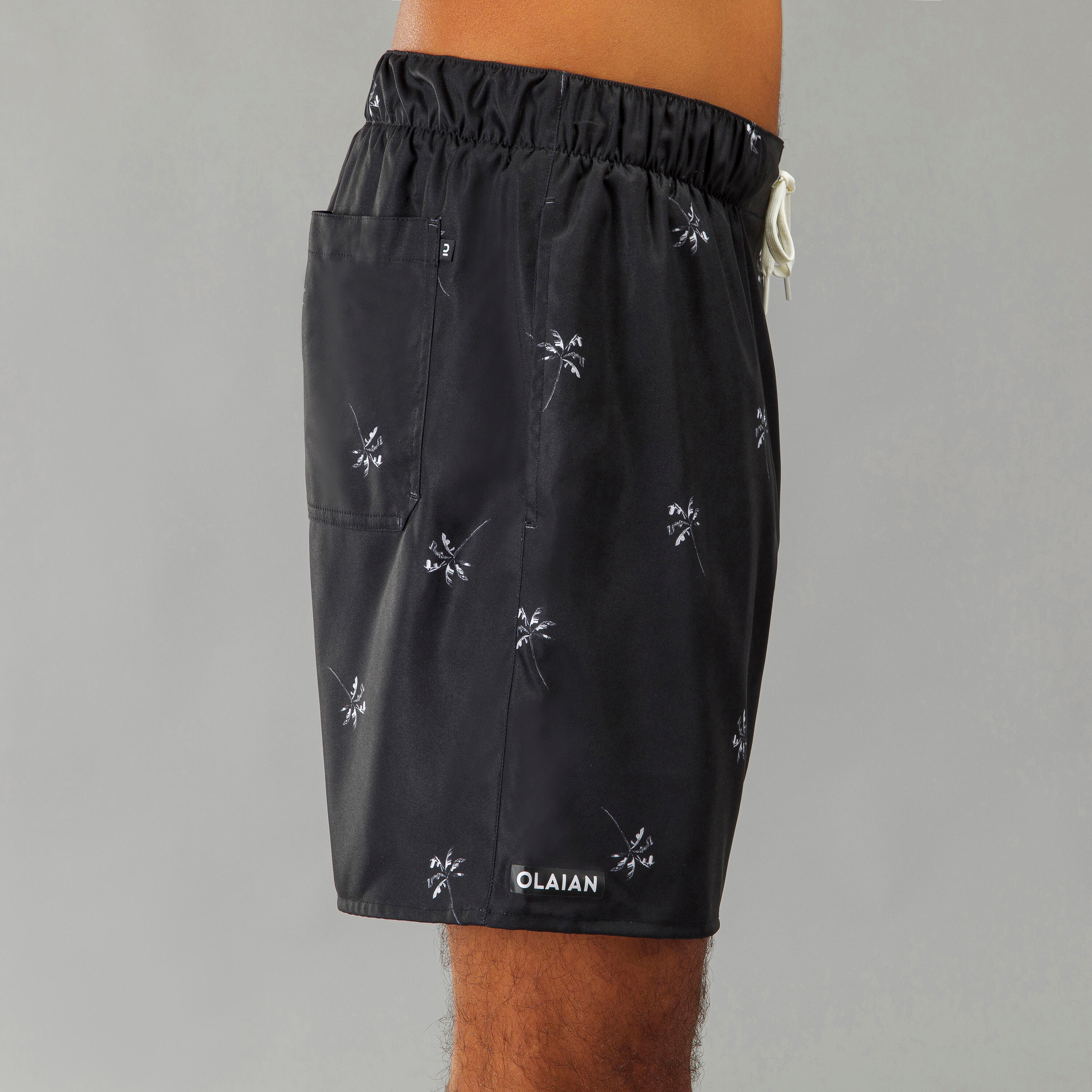 Boardshort voor heren 15" 100 palmito zwart 3/8