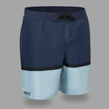 Pantaloneta playera de baño larga y ecodiseñada para hombre Olaian BS100L azul
