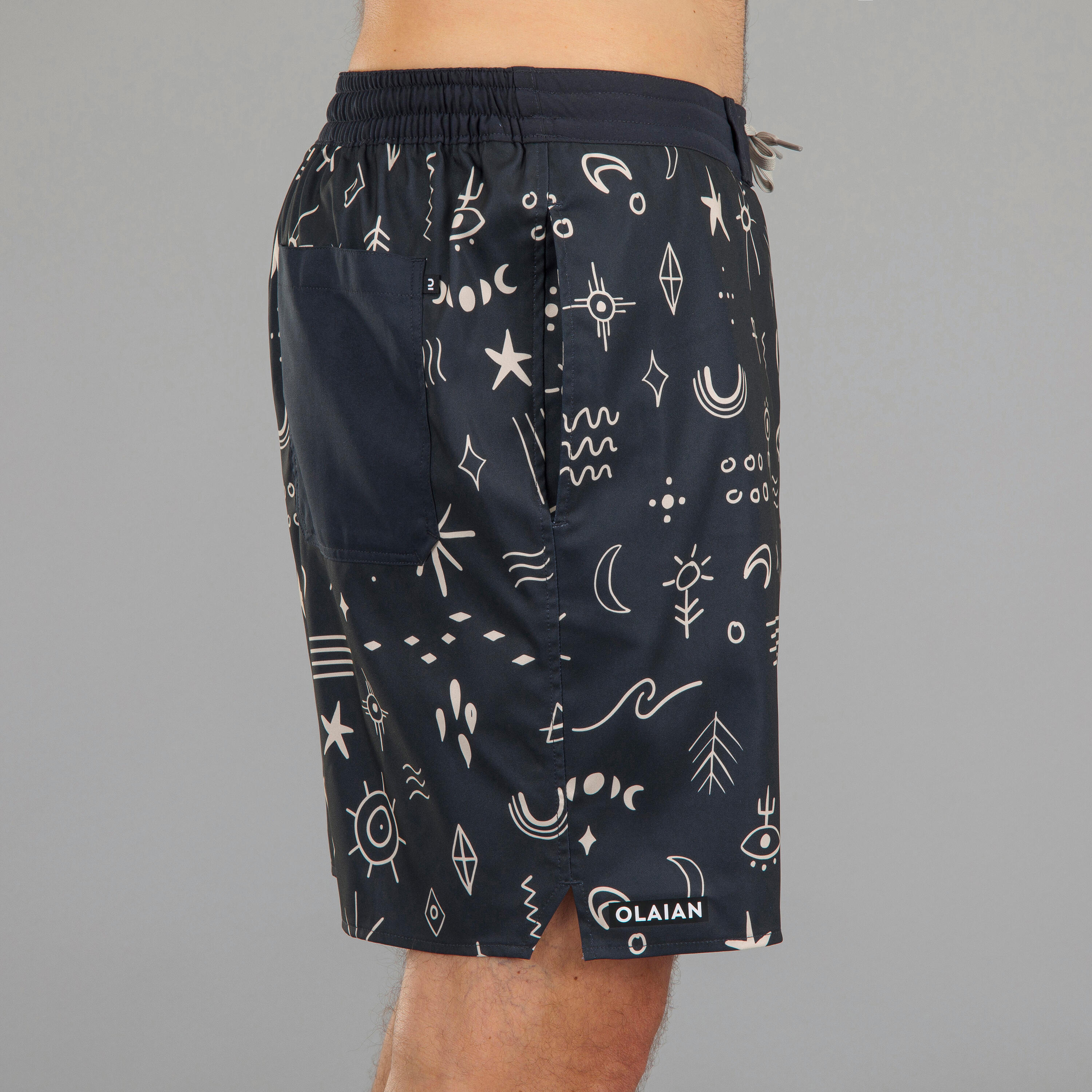 Boardshort surf 100 long SYMBOL BLACK 3/7