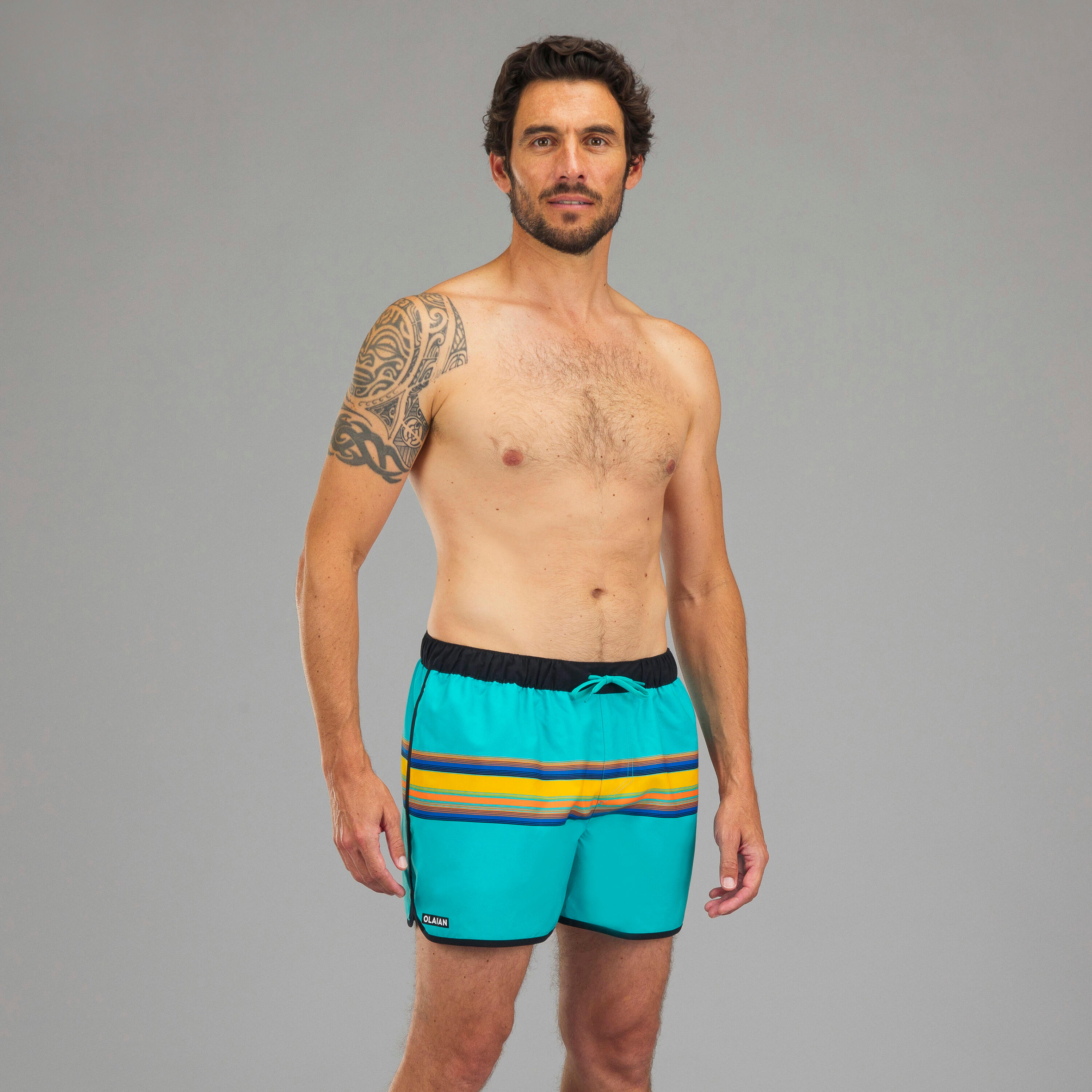 Boardshorts 100 Surf Korta Sunstripegreen