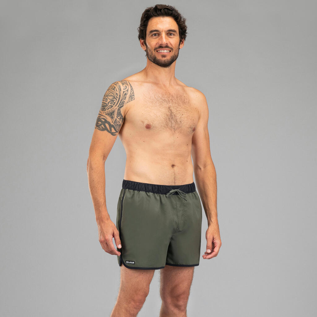 Pantaloneta playera de baño de Surf para hombre Olaian BS100 café