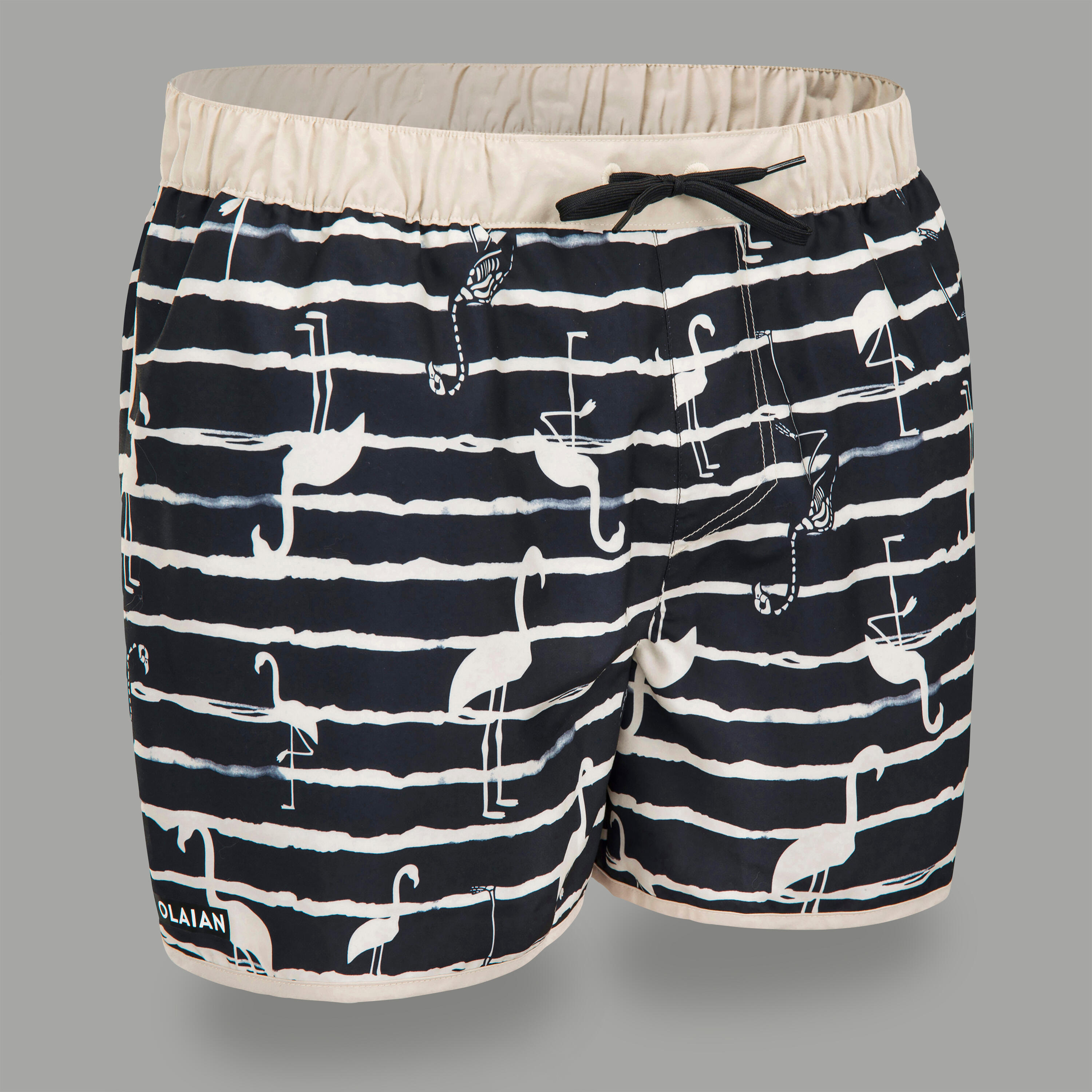 Surfing Short Boardshorts 100 - FLAMINDARK BLACK 1/6