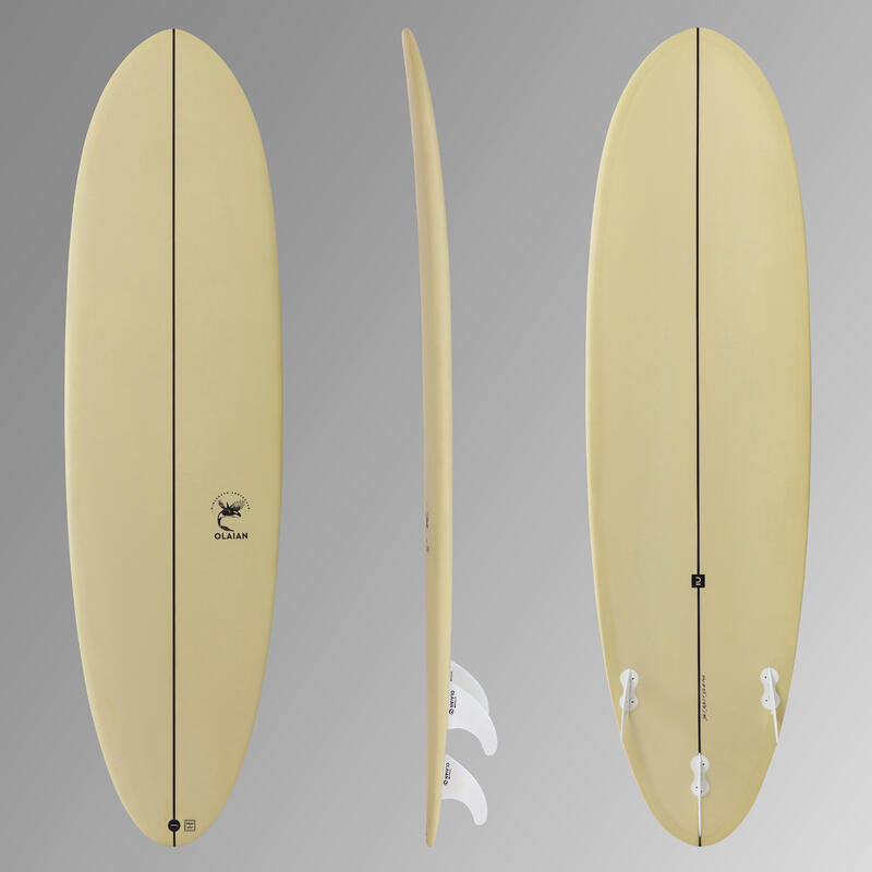 Hybride surfboard 500 6'4" met 3 vinnen.