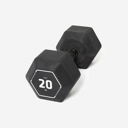 ដុំដែក Hex Dumbbell ហ្វឹកហាត់ទម្ងន់ Hexagonal និង Cross Training 20 kg - ខ្មៅ