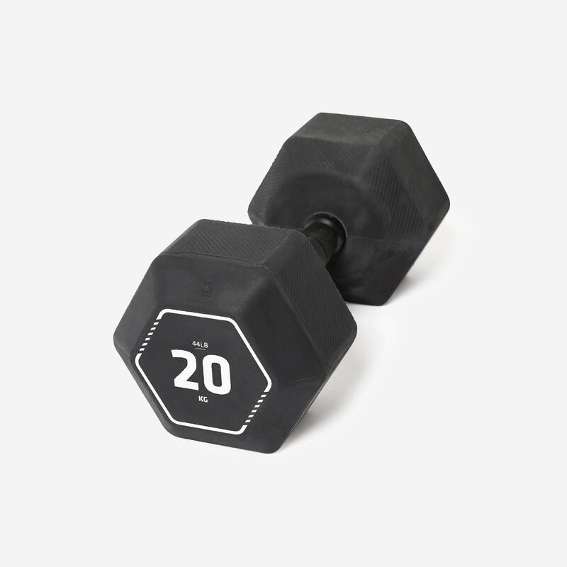 Haltères de cross training et musculation 20 kg - Dumbbell hexagonale noire