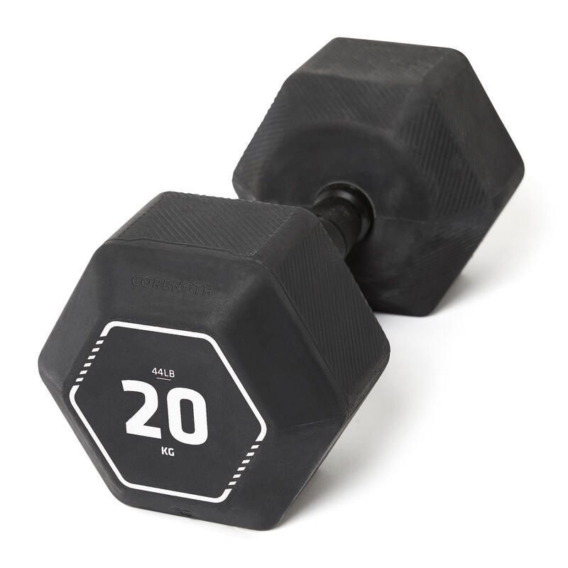 Haltères de cross training et musculation 20 kg - Dumbbell hexagonale noire  CORENGTH