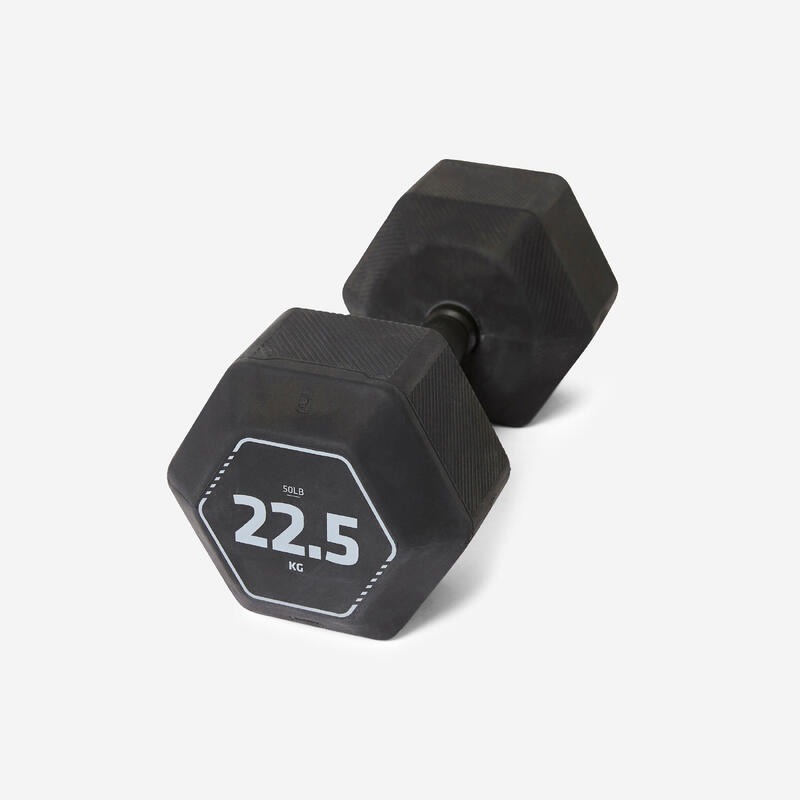 Halter voor crosstraining en krachttraining 22,5 kg Hex dumbbell zwart