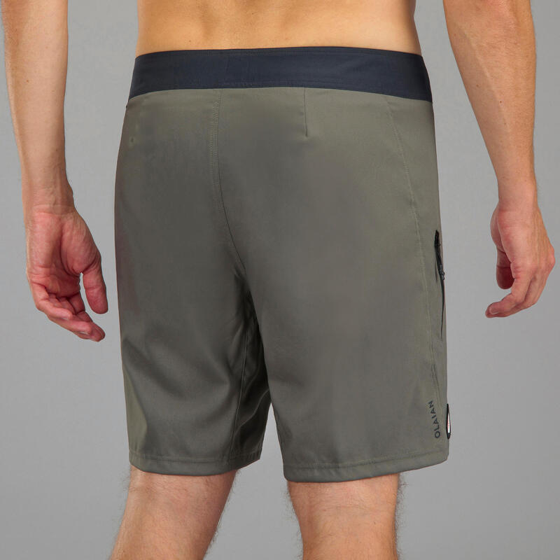 Boardshorts Surfen Herren mittellang 500 Patch khaki