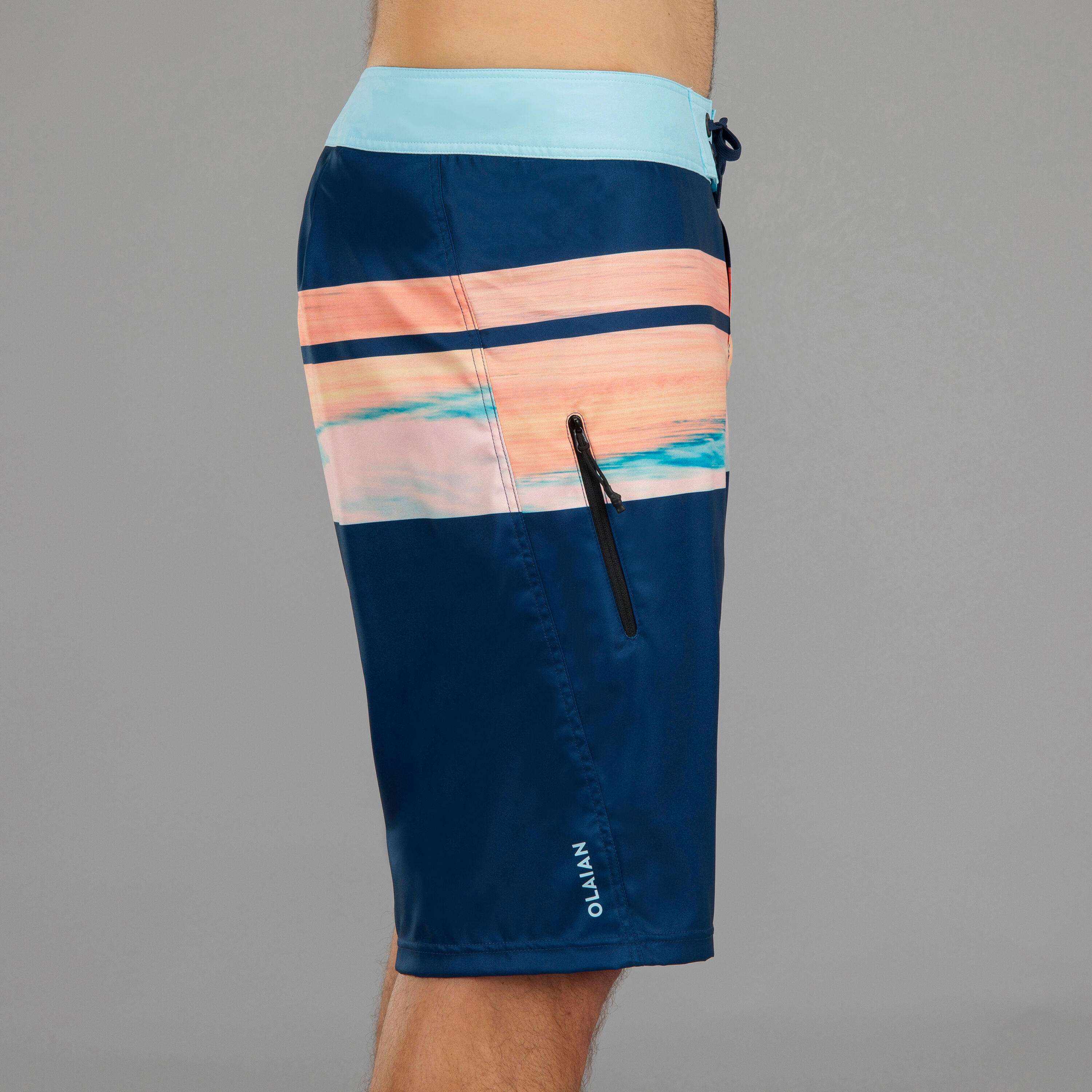 Surfing Long Boardshorts 500 - Plain Blue 3/6