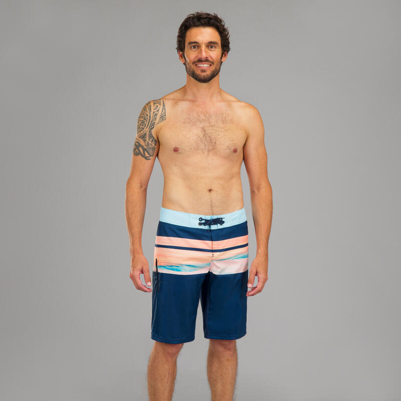 Surfing Long Boardshorts 500 - Plain Blue