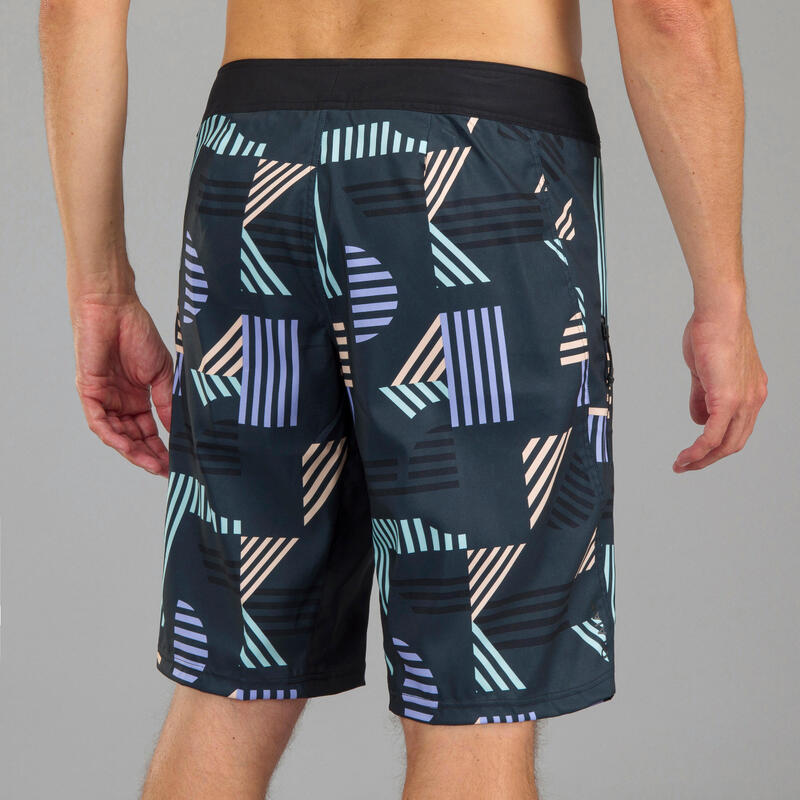 Surf boardshort Long 500 GRAPHITI BLACK