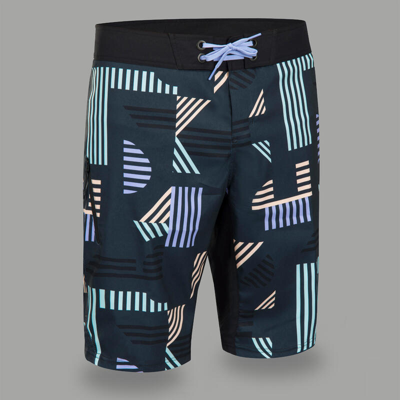 Boardshort szörfözéshez 500, hosszú szárú, Graphiti fekete