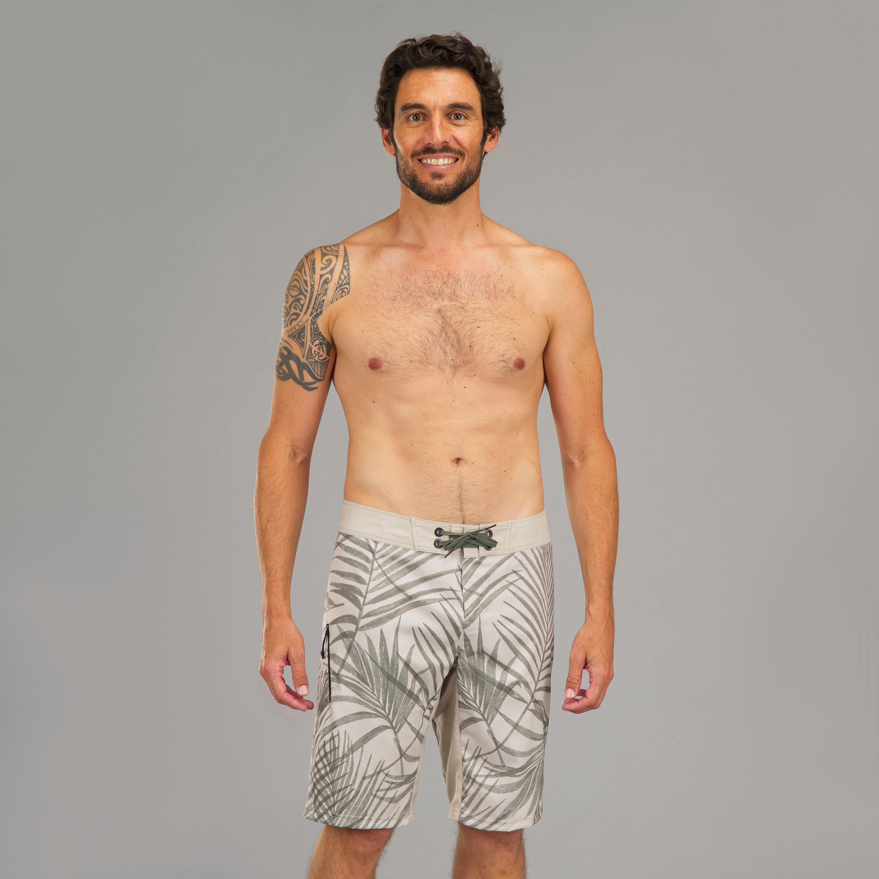 Surfing boardshorts Long 500 BREEZE BEIGE 2/6