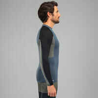 UV-Shirt langarm Herren UV-Schutz 50+ 500 grau grau/schwarz/hellbraun