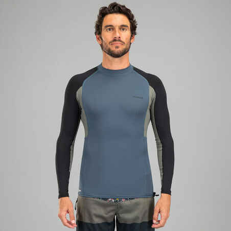 Camiseta protección solar manga larga sostenible Hombre Top 500 gris negro