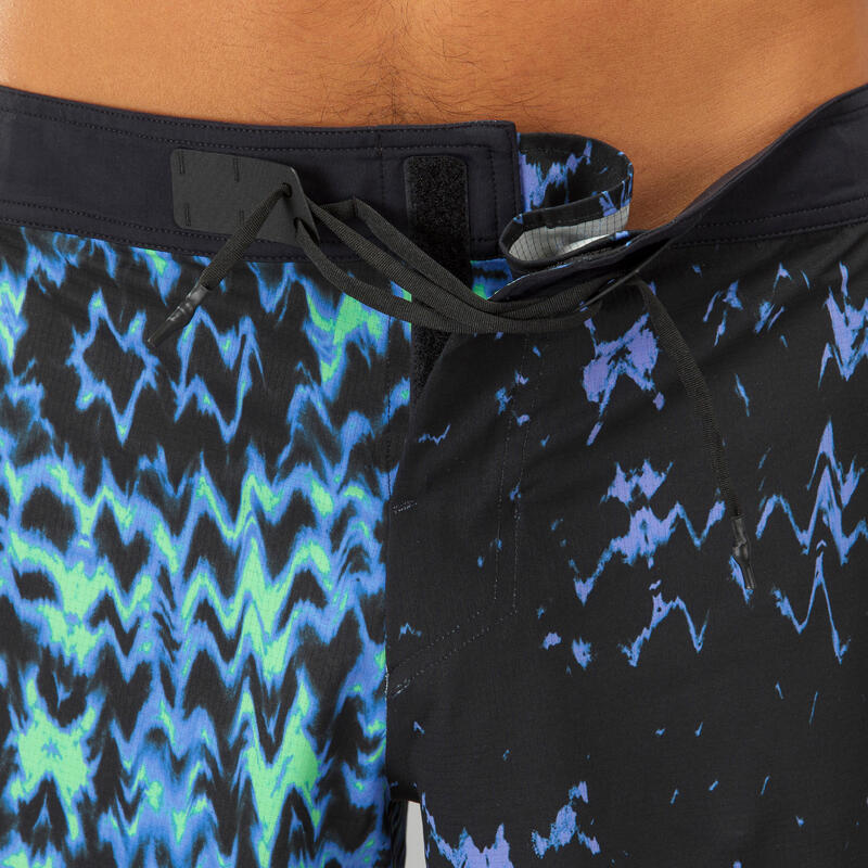 Klassieke surfboardshort 900 platte tailleband Vibes paars