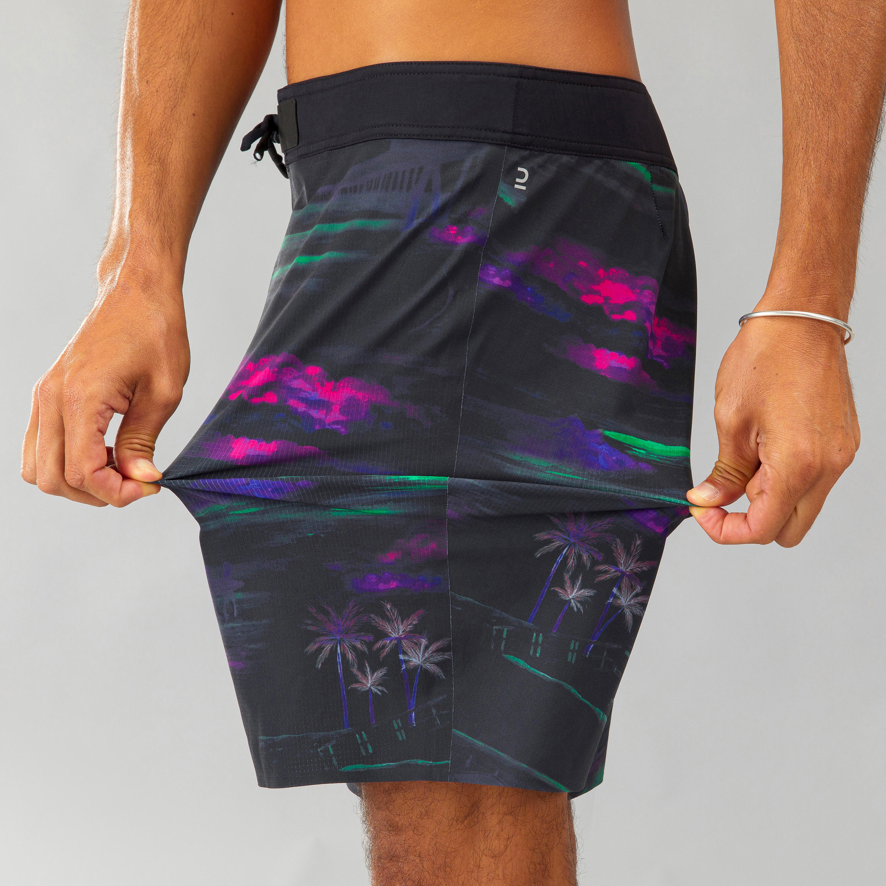 Surfing Boardshorts - Standard 900 Flat Belt - DARKCALIFA BLACK 5/8