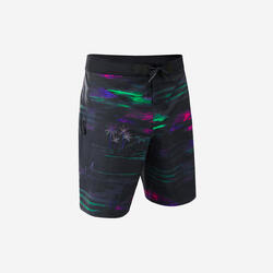 Klassieke surfboardshort 900 platte tailleband Darkcalifa zwart