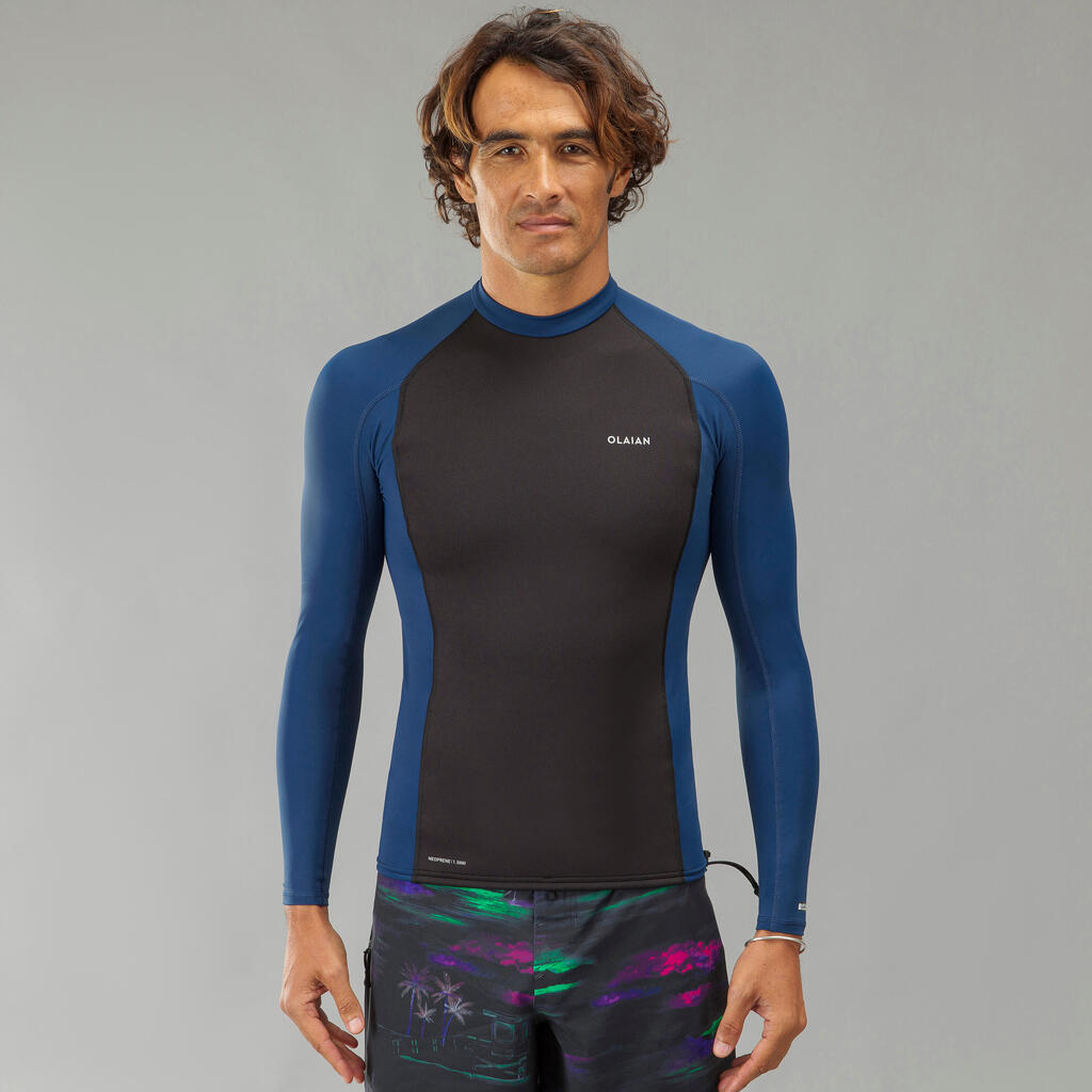 Vyriški ilgarankoviai, šildantys ir nuo UV spinduliuotės saugantys marškinėliai plaukioti banglente iš laikros