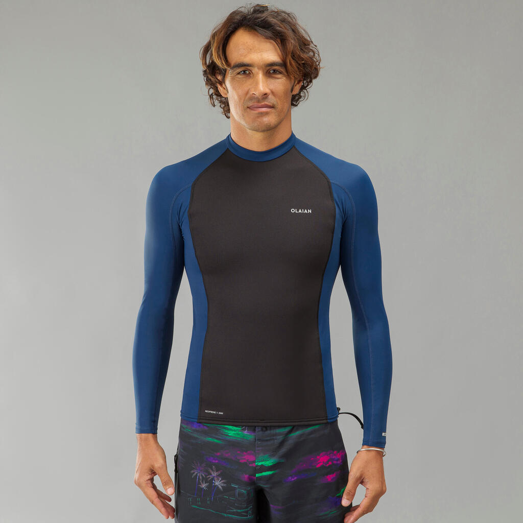 Men's Surfing Long Sleeve T-Shirt Thermal UV-Protection Top Neoprene Lycra.