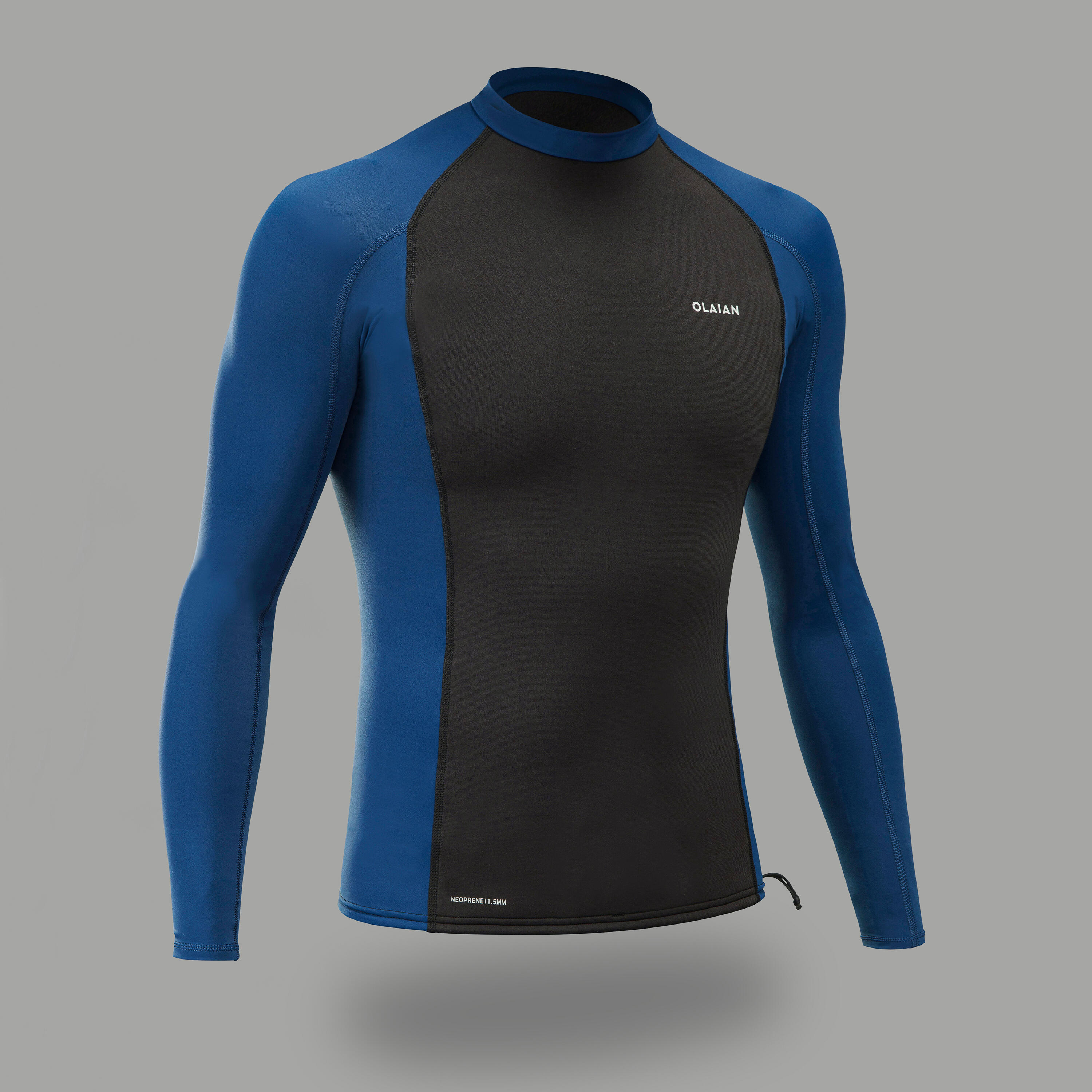 OLAIAN UV-Shirt langarm Herren UV-Schutz 50+ Neopren Lycra schwarz/blau L