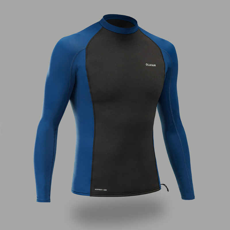 Uv-Shirt langarm Herren UV-Schutz 50+ Neopren Lycra schwarz/blau Media 1