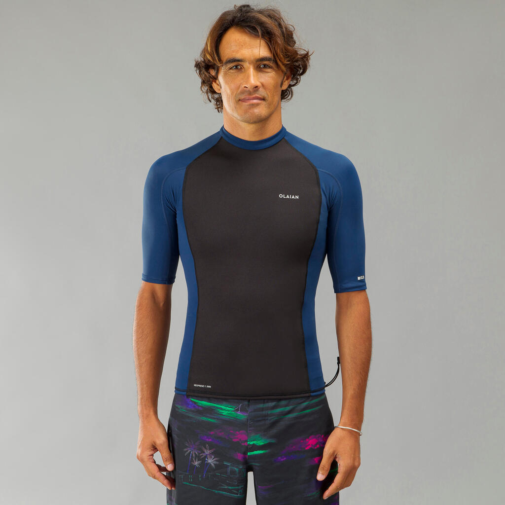 UV-Shirt Herren UV-Schutz 50+ mit Neopren Lycra schwarz/blau
