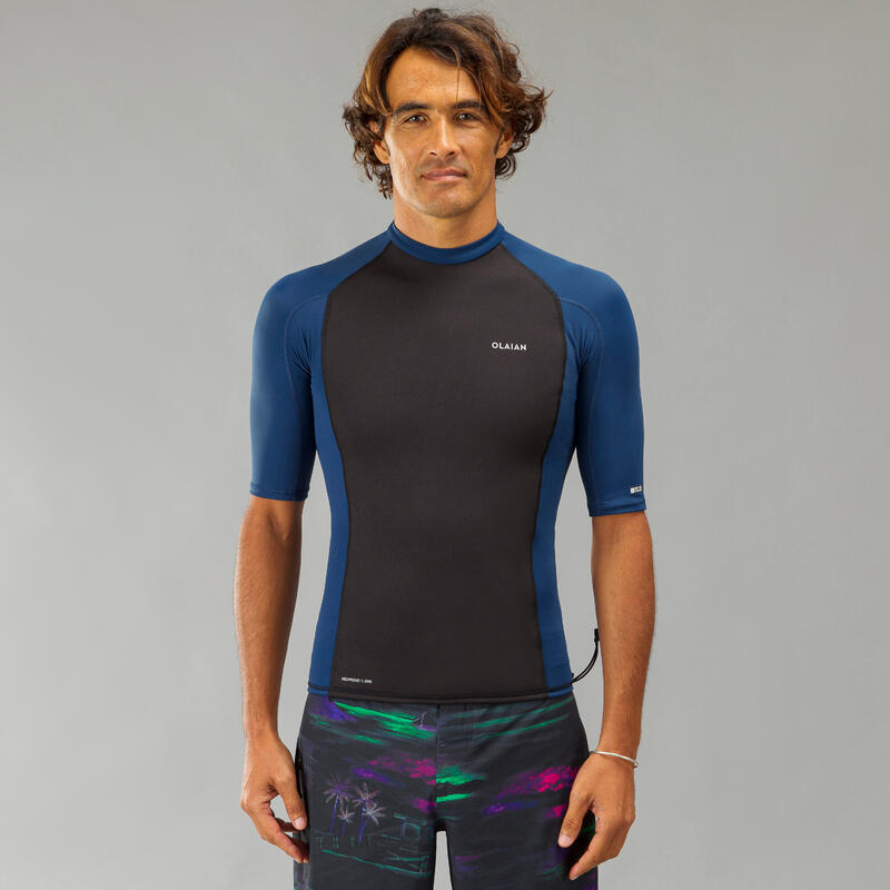 Tee-shirt anti UV surf top thermique Néoprène Lycra manches courtes homme.