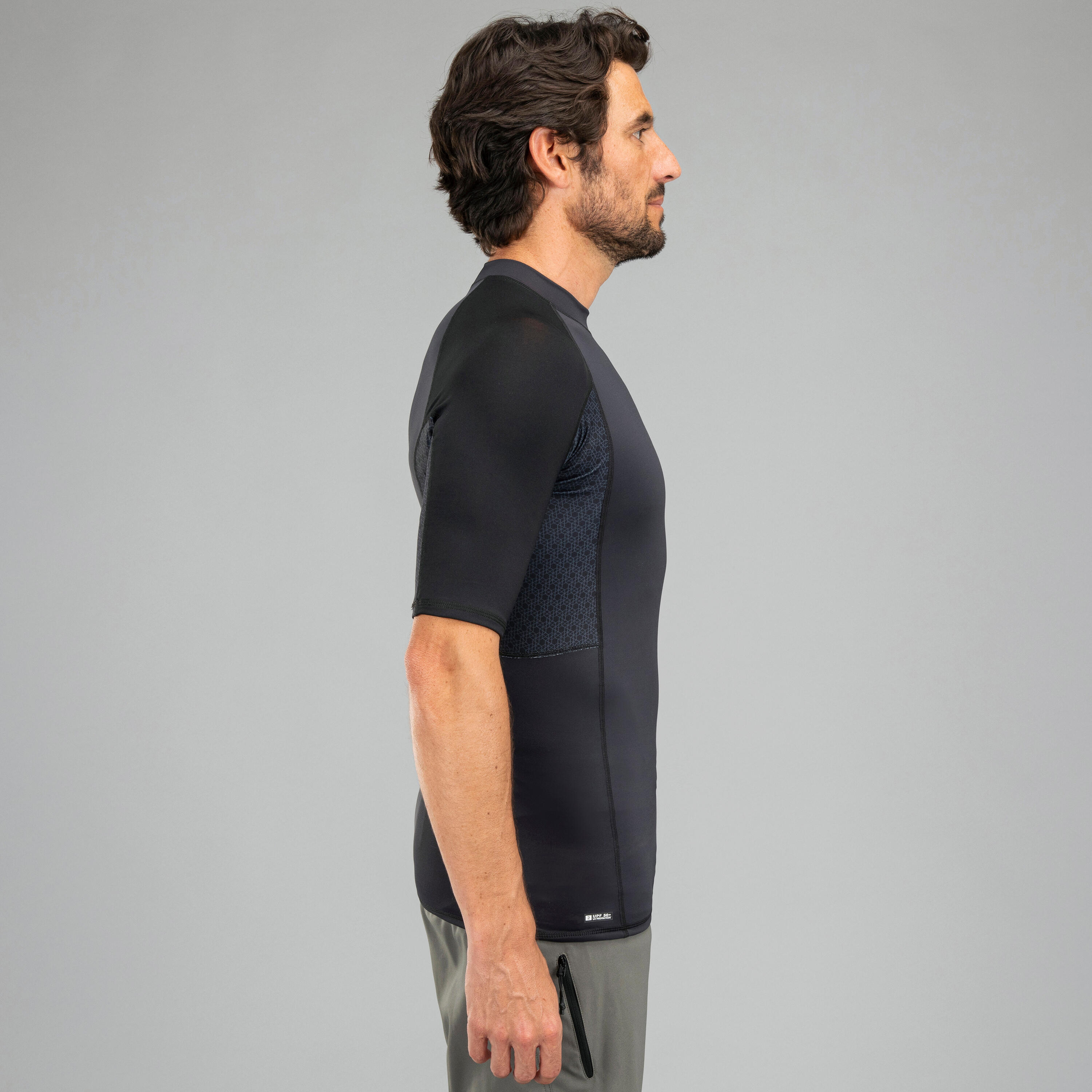 500 men's short-sleeved UV-protection surfing T-Shirt - Black 4/9